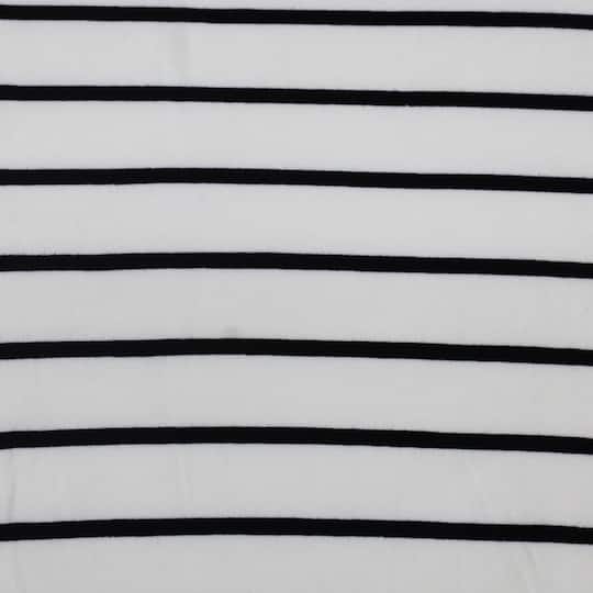 Fabric Merchants Black &#x26; White Stripes Double Brushed 4-Way Stretch Fabric
